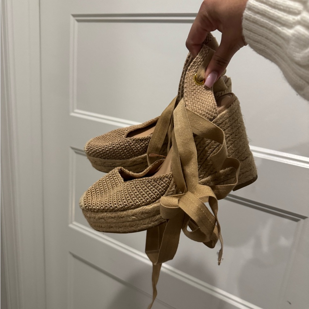 Zara Tan Espadrille Wedge Shoes